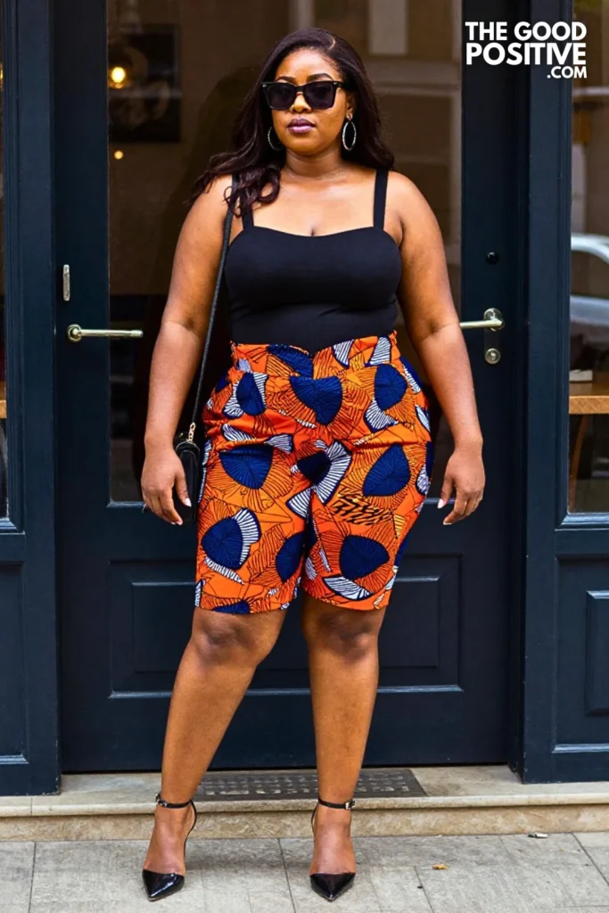 Tangerine and Navy Ankara Baddie Two-Piece