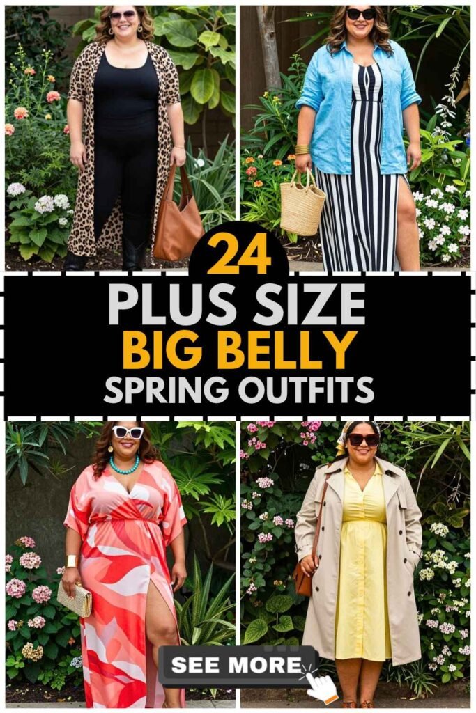 24 Plus Size Big Belly Spring Outfits