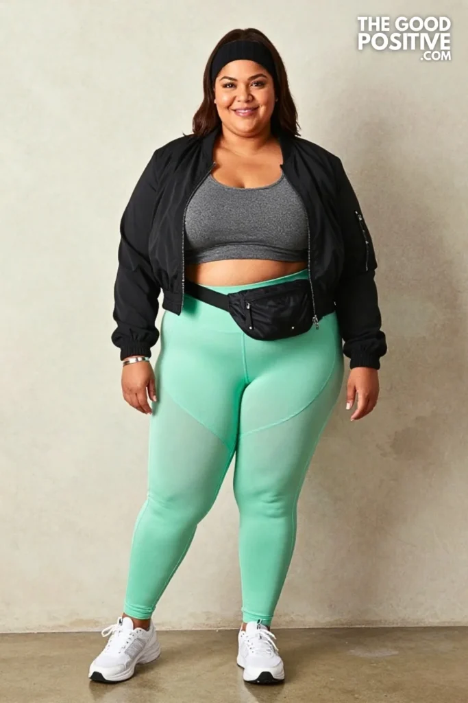 Mint Green Mesh Panel Track Pants With Ribbed Crop Tee