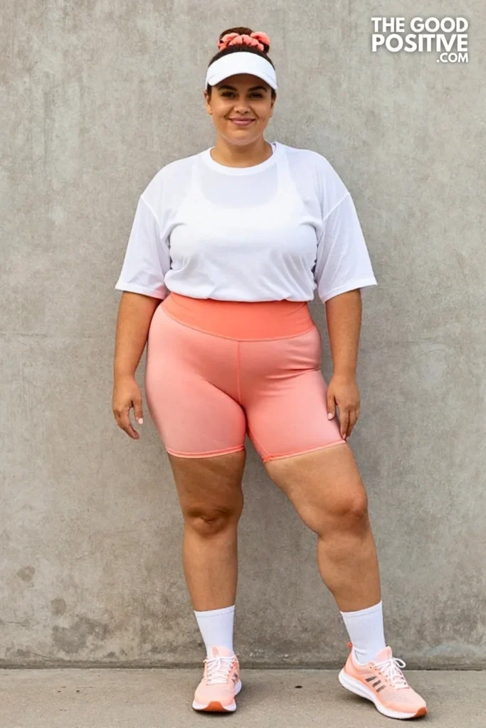 Sunset Ombre Cycling Shorts With Oversized Mesh Layer Tee